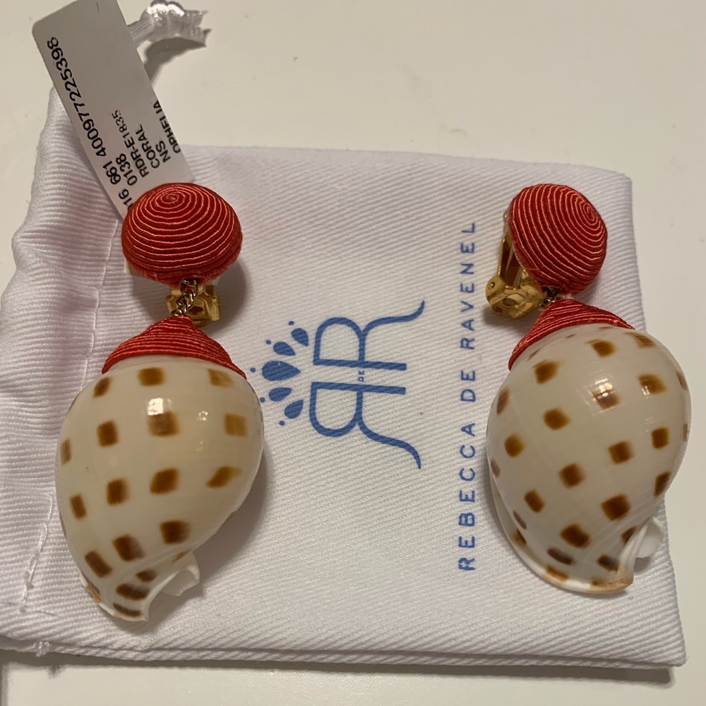Rebecca de Ravenel Red Ophelia Shell Earrings